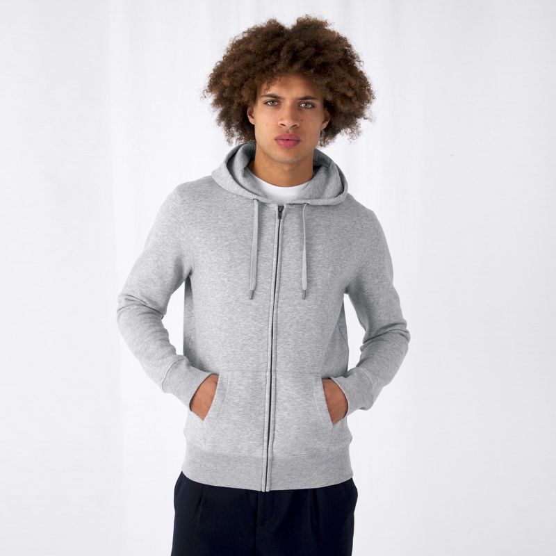 WU03K - B&C - Unisex King Zippzáras Kapucnis Pulóver - B&C