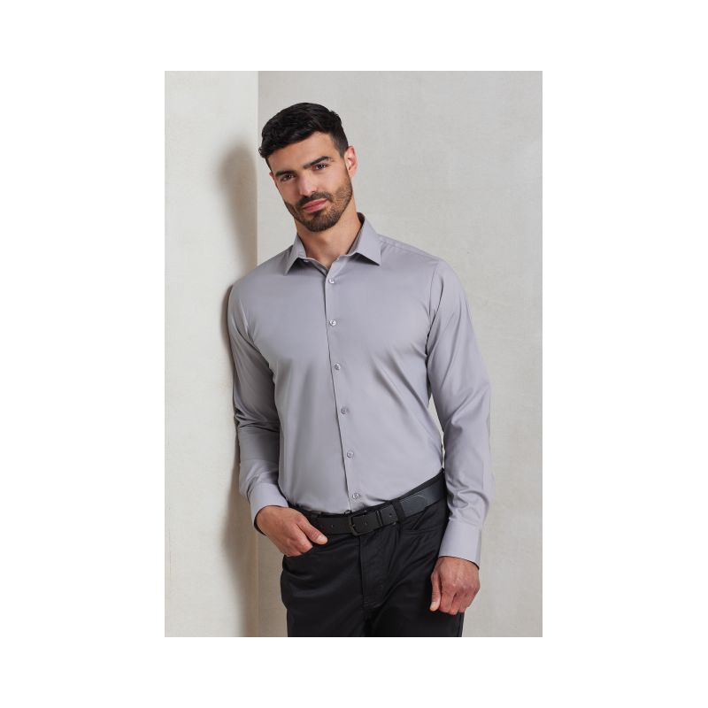 PR244 - FÉRFI STRETCH HOSSZÚ UJJÚ POPLIN PAMUT ING - Premier